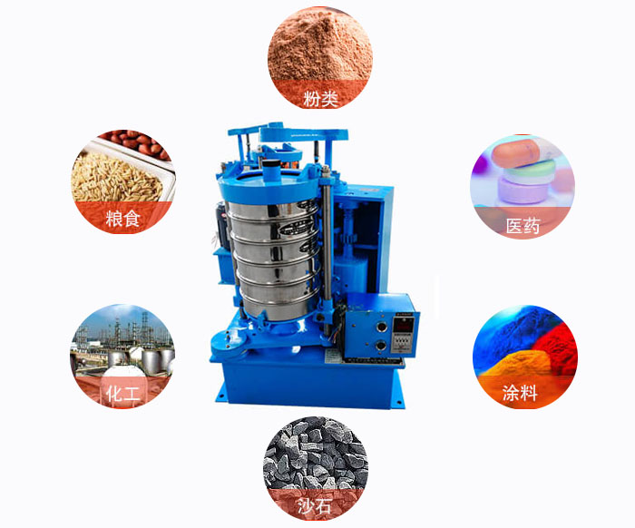 拍擊式標(biāo)準(zhǔn)振篩機(jī)適用范圍：粉狀，醫(yī)藥，糧食，石沙，化工，涂料等