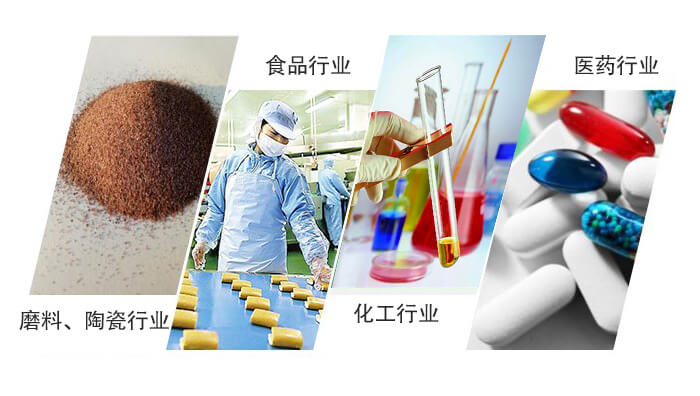 圓形旋振篩適用行業(yè)：磨料，陶瓷行業(yè)，食品行業(yè)，化工行業(yè)，醫(yī)藥行業(yè)。