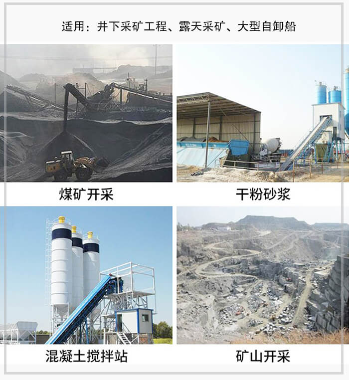 大傾角皮帶輸送機(jī)適用于煤礦開采，混凝土攪拌站，干粉砂漿，礦山開采等行業(yè)中。