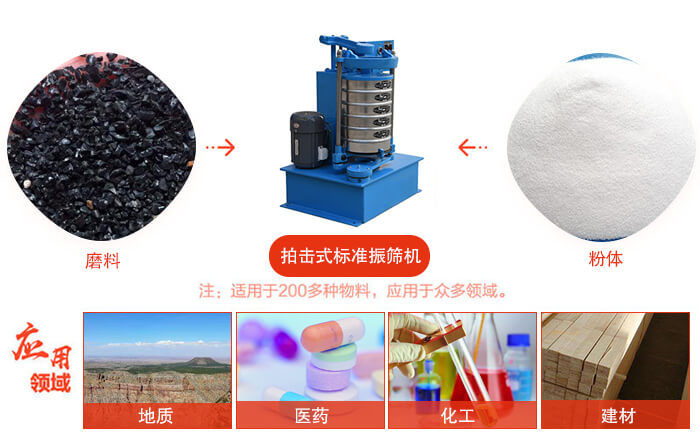 拍擊篩適用于多種物料顆粒狀，粉狀，不規(guī)則物料的篩分。